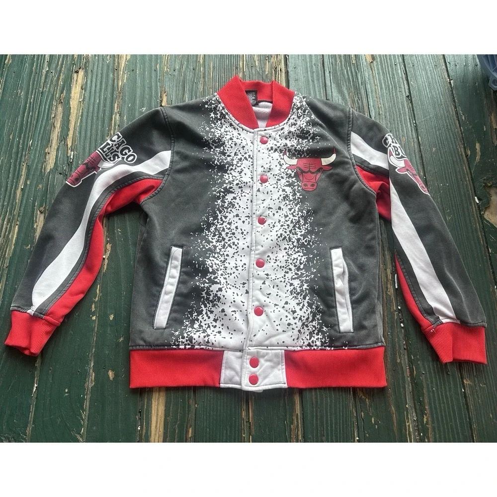 Chicago Bulls All Over Print Multi Color‎  Buttons Jacket NBA Kids 10/12